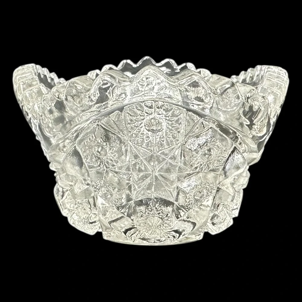 Vintage Imperial Glass Nucut EAPG Oval Nut Dish Sawtooth Pressed Glass‎ 6.5